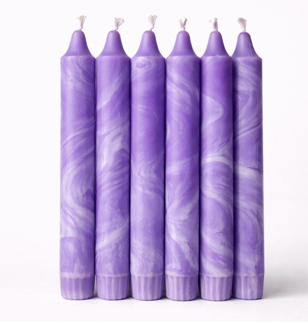 Lilla Marble -Kronelys 20cm