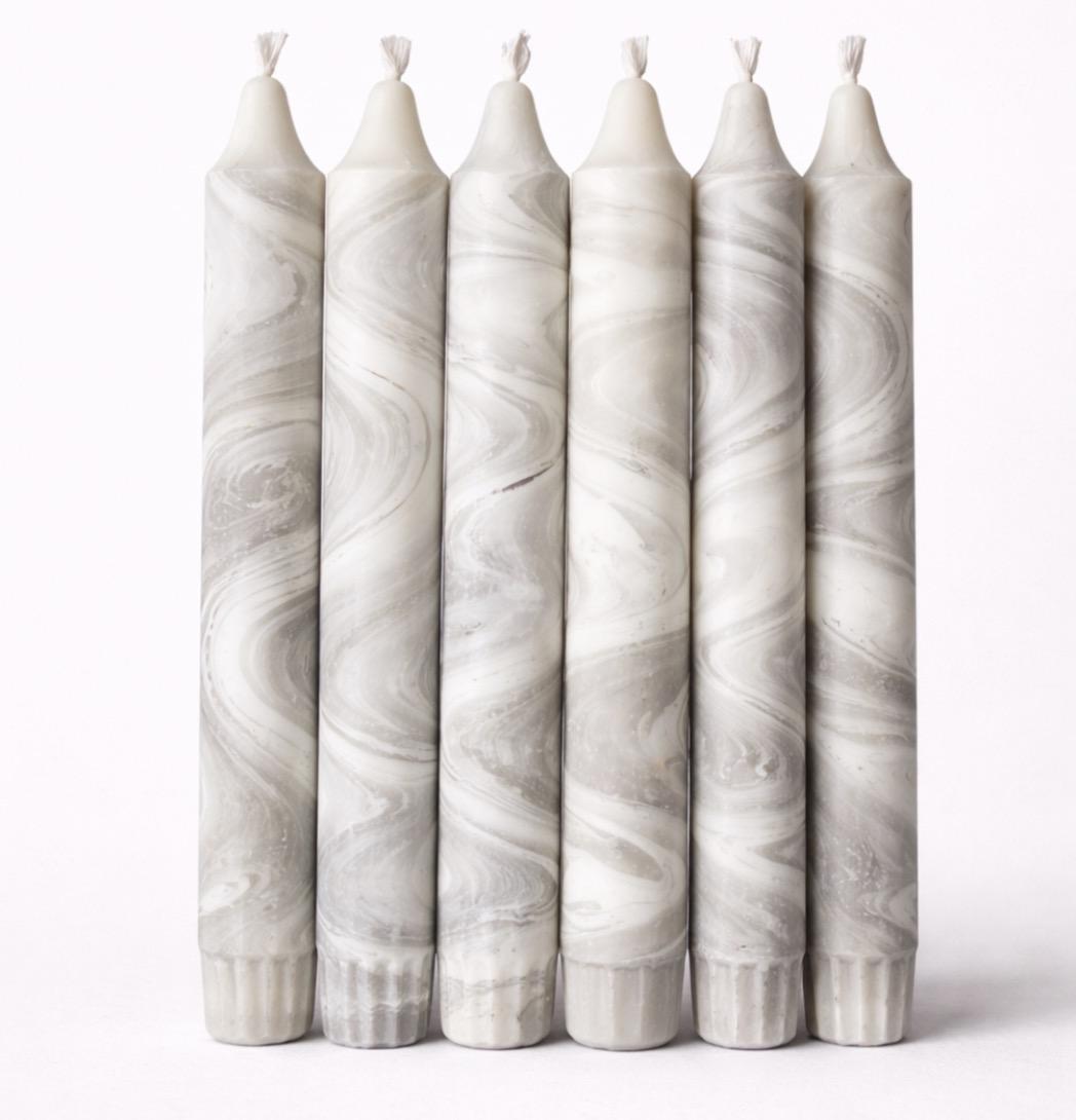 Grå Marbel -Kronelys 20cm